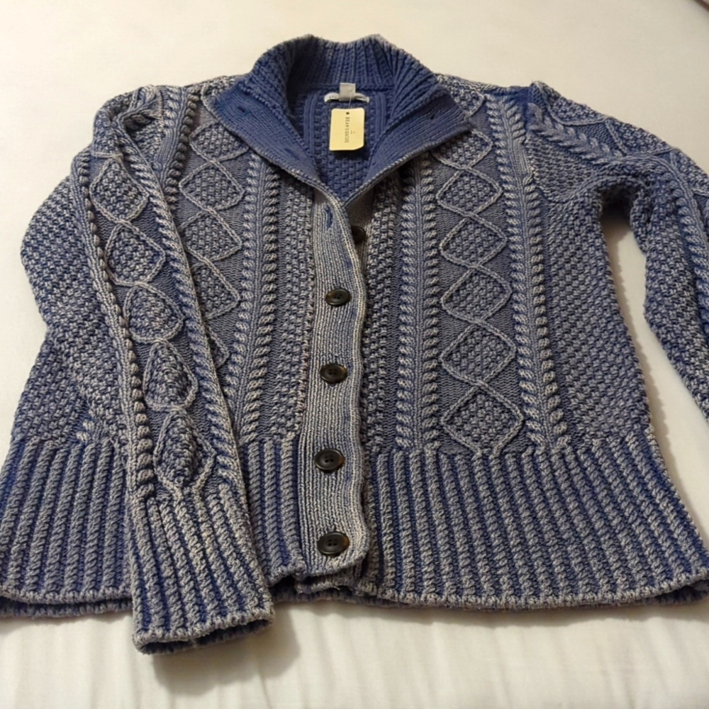 LL Bean Signature Fisherman Sweater Cardigan